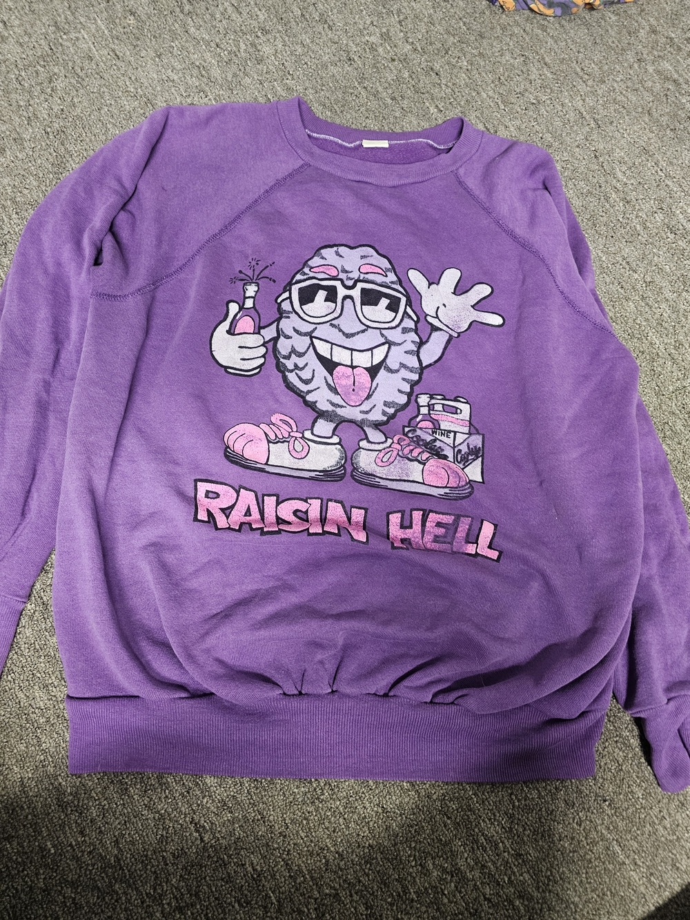 Vintage Purple 'Raisin Hell' Graphic Sweatshirt - Women